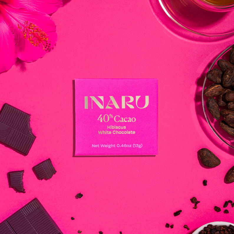 40% Hibiscus White Chocolate Bar 13g – Inaru Valley